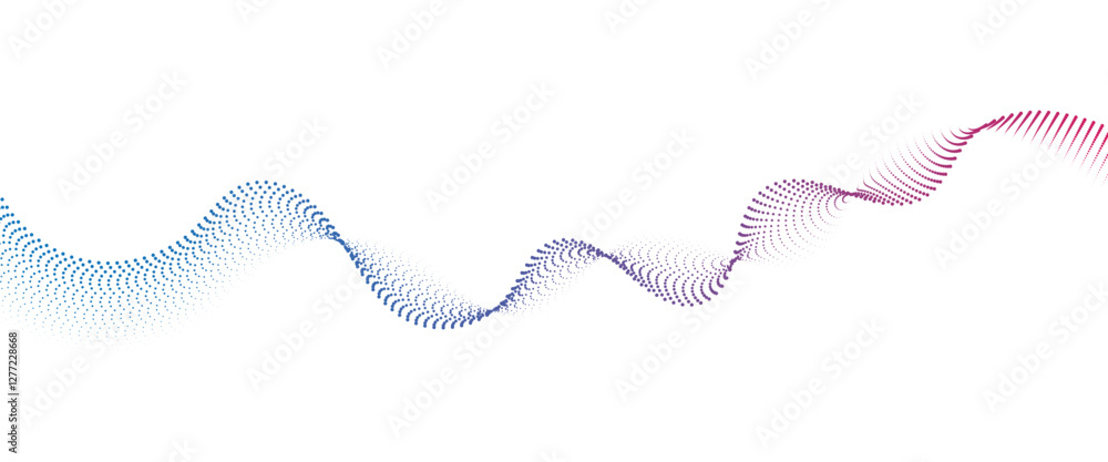 Leinwandbilder flowing dot wave halftone gradient pattern on transparent background
