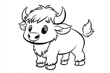 Cute cartoon cow with a big horn