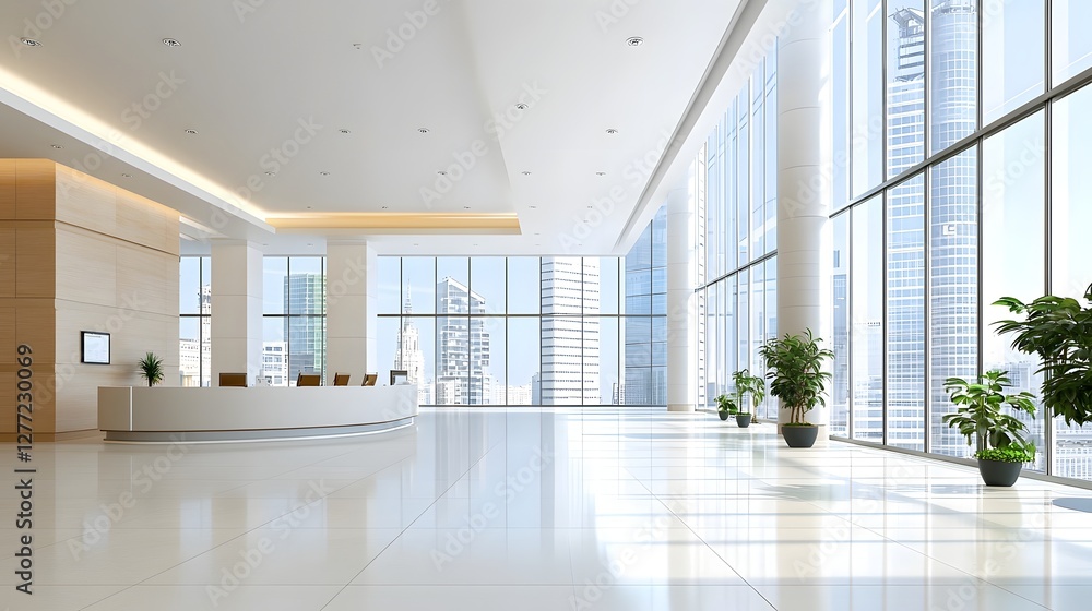 Aufkleber expansive and efficient hvac cooling system installed in the large and bright lobby of a modern comm