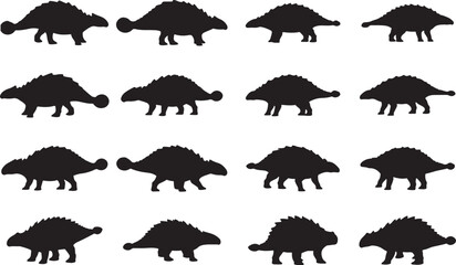 Ankylosaurus Silhouette on White Background 