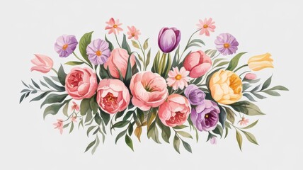 Colorful Floral Arrangement with Various Flowers and Greenery