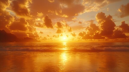 Obraz premium Dramatic sunset over tropical beach