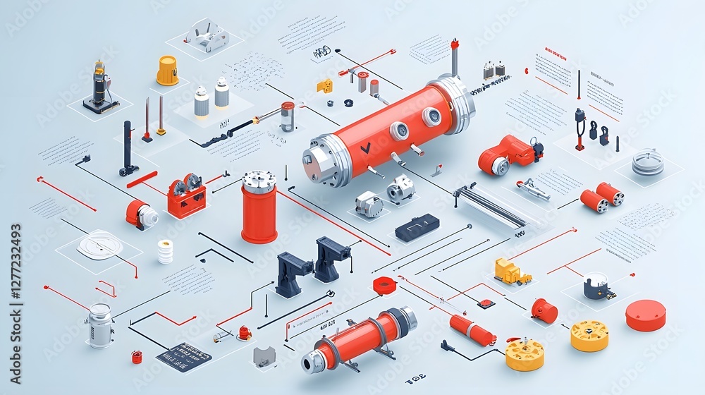 Poster highly detailed and technically accurate animated infographic illustrating the inner workings and as