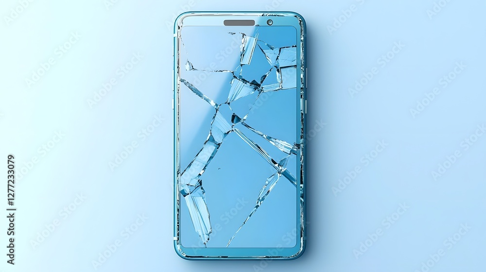 Poster image showcasing the durability and impact resistance of a smartphone screen  The screen displays scratches cracks and other damage from intense testing