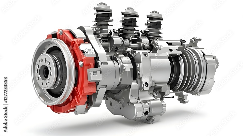 Fototapete Isolated and Highly Detailed Image of a Cutting Edge Continuously Variable Transmission CVT Gearbox an Essential Component in Advanced Automobile Engineering and Design