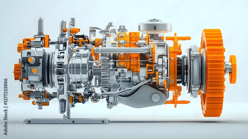 Fototapete Isolated image showcasing the intricate inner workings and precision engineering of a modern CVT  Continuously Variable Transmission  mechanism