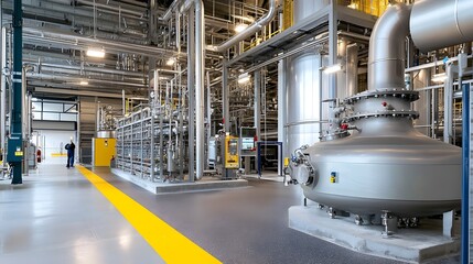Intricate Heat Exchanger System in an Industrial Chemical Processing Plant Showcasing the Complex Machinery and Pipework Involved in Large Scale Chemical Manufacturing and Production Facilities