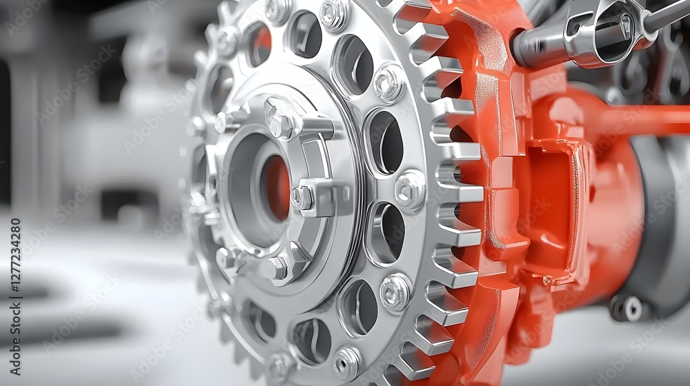 Poster Macro close up view of a car s clutch and flywheel assembly showcasing the intricate mechanical components and engineering that power the vehicle s drivetrain