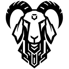 Silhouette of a sheep robot head