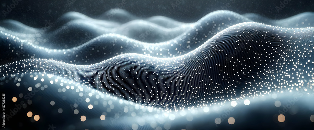 Aufkleber abstract waves texture with dotted grid pattern in gray and white gradient background