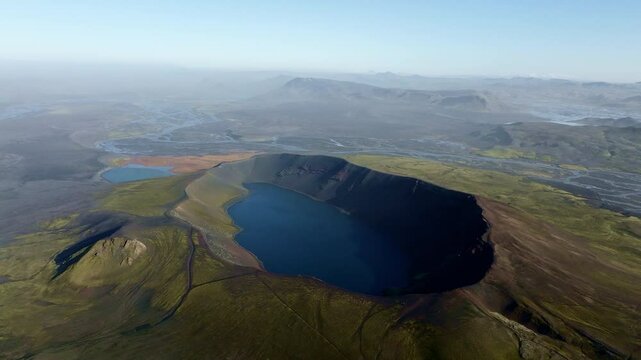 Misty Morning Over Ljotipollur Lake In Iceland's Remote South Highlands