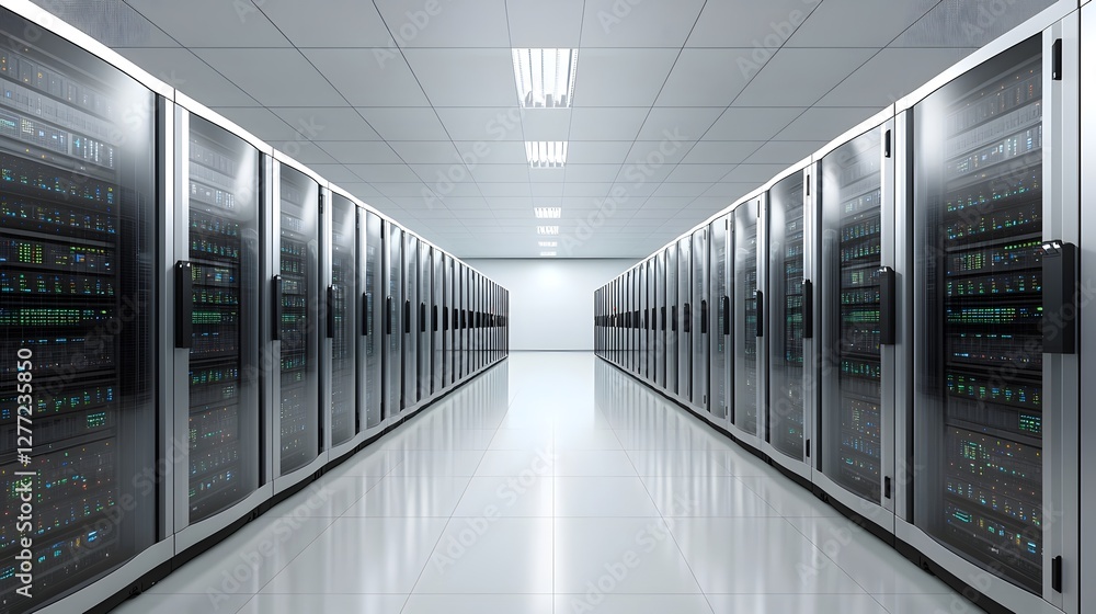 Leinwandbilder photo of a cooling system used in a data center to prevent overheating of server racks and maintain optimal temperature for efficient data processing and storage