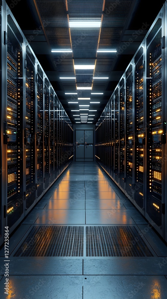Poster photo of a cooling system used in data centers to prevent overheating of servers computer hardware and other critical electronic equipment