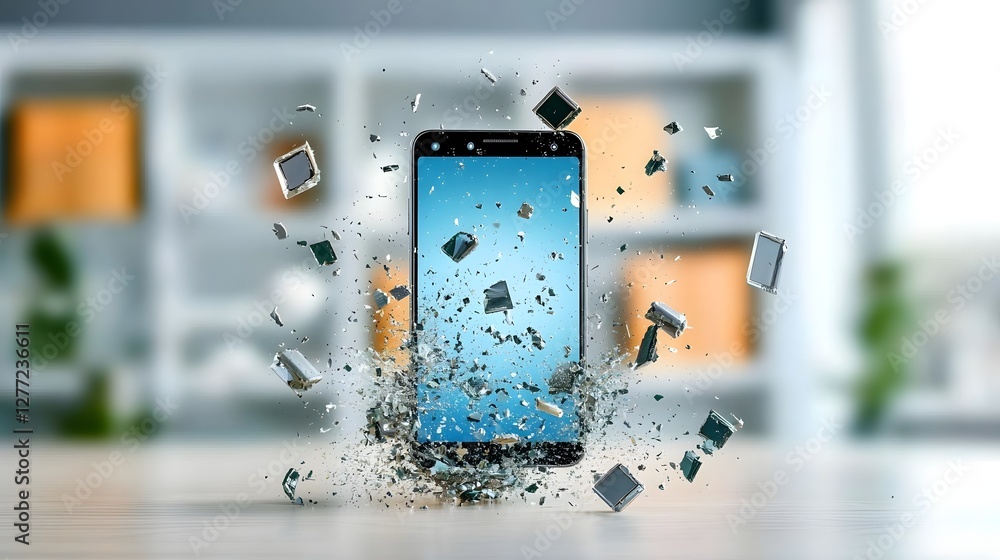 Poster Photo of Smartphone Screen Undergoing Durability Test to Showcase its Scratch and Impact Resistance Capabilities  The Image Depicts the Screen s Ability to Withstand Damage and Remain Functional
