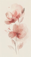 Minimalist watercolor floral design for mother's day card or poster