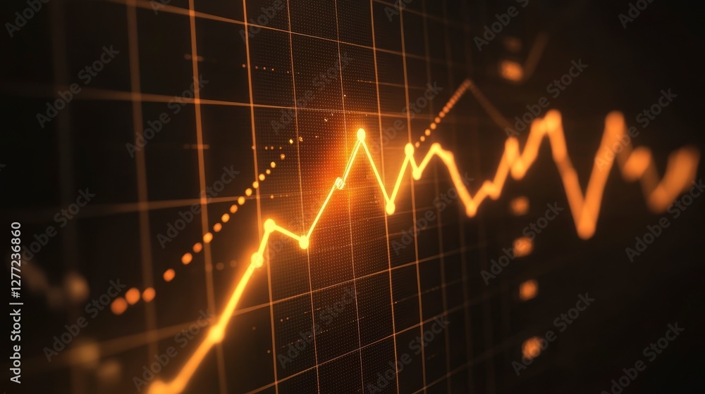 Poster rising graph on digital display