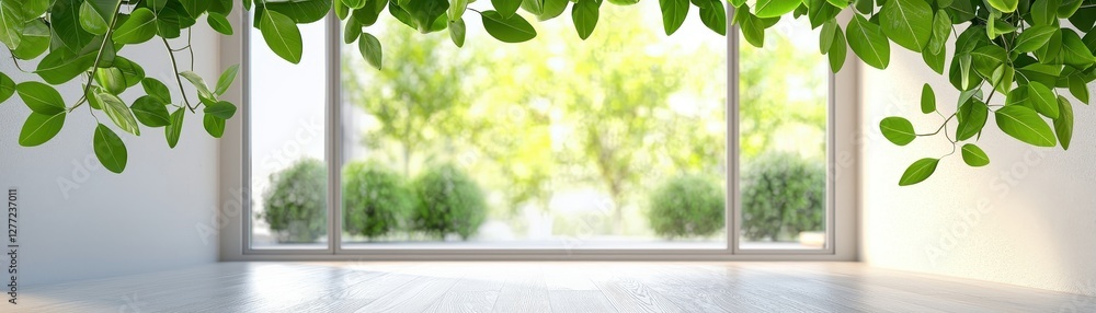 Poster advanced ai-powered climate monitoring system project with greenery and natural light in modern indo