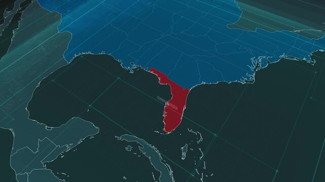 Zoom in to the map of Florida state, with text and textless