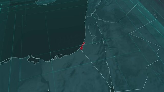 Zoom in to the map of Gaza Strip, with text and textless