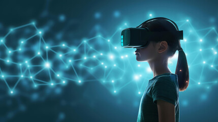 Innovative young woman engages with digital learning tools, capturing the essence of modern online education trends.