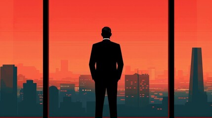 Fototapeta premium Professional male executive leads corporate strategies, showcasing leadership skills and business acumen in an office setting.