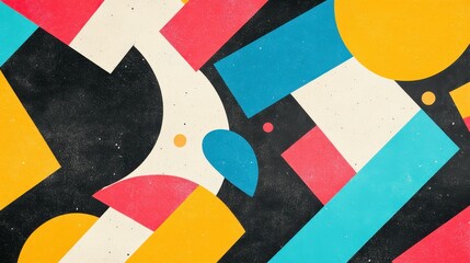 Bright, handdrawn geometric patterns create a fun and trendy abstract collage bursting with color and texture.