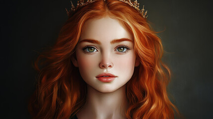 Naklejka premium A stunning 2D portrait of a girl with rich curls and striking almond eyes, emphasizing her unique beauty against a clean backdrop.