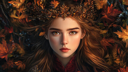 A stunning 2D portrait of a girl with rich curls and striking almond eyes, emphasizing her unique beauty against a clean backdrop.