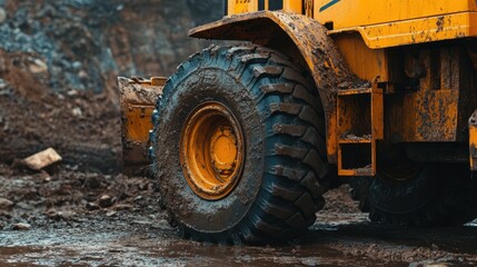 A diesel-powered high-pressure water pump with rugged tires on a construction site.