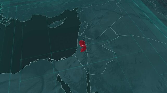 Zoom in to the map of West Bank, with text and textless