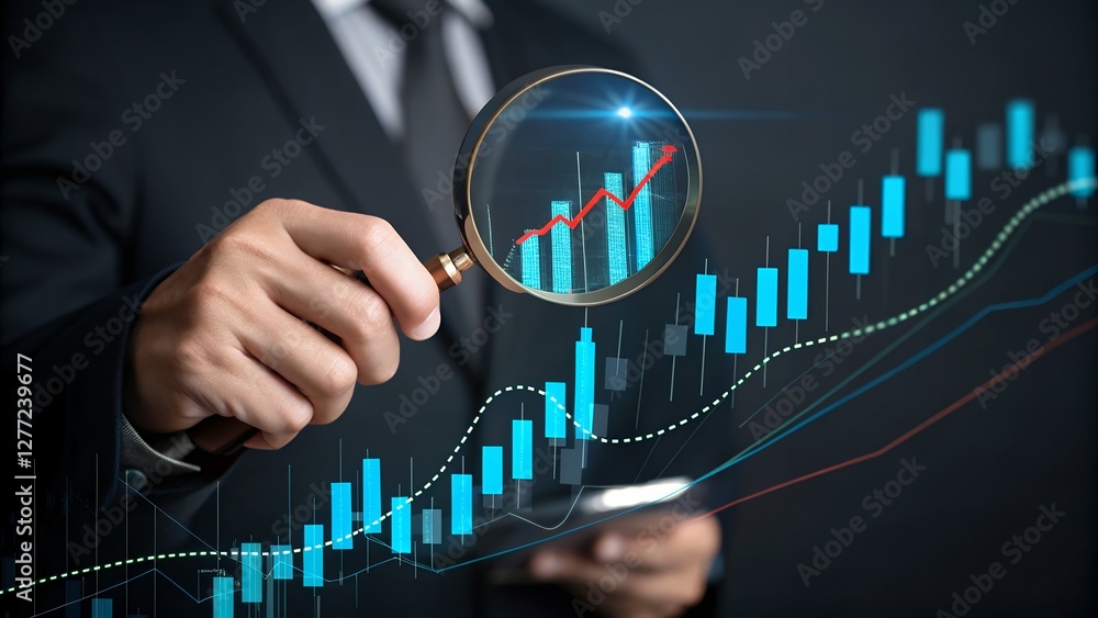 Aufkleber Investor Analyzing Chart of Stock Market Price Movements with Graphs and Data Points for Financial Analysis and Decision Making in the Trading Environment