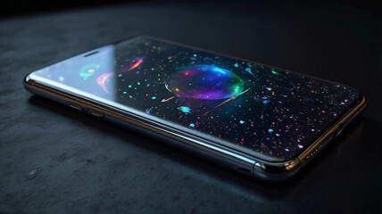 mobile phone on a black background