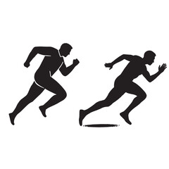 Running Silhouettes Sprint Athletes Action Graphic