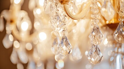Close-up of sparkling crystal chandelier. (1)