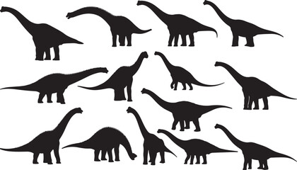 Brachiosaurus Silhouette on White Background 