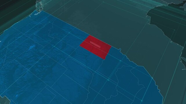 Zoom in to the map of North Dakota state, with text and textless