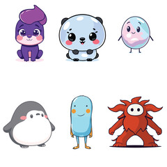 Adorable Kawaii Animal Characters Cartoon Illustrations
