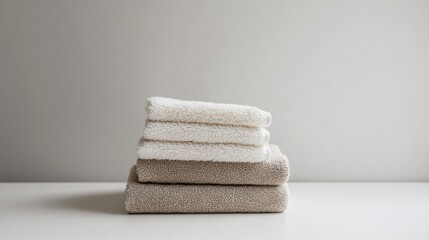 A set of cleaning cloths folded and arranged in a minimalist style.