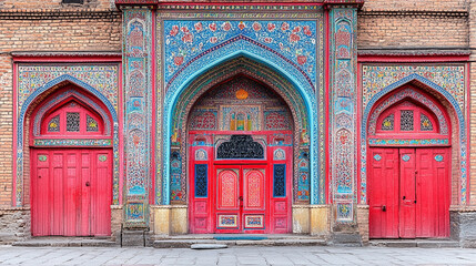 Fototapeta premium Stunning traditional architectural entrance with ornate patterns and vibrant colors