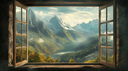 Mountain scenery window views   nature landscape scene scenery wallpaper backdrop