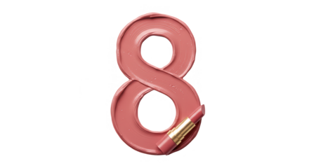 number written with lipstick on transparent background