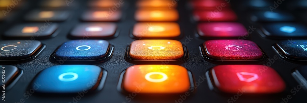 Poster colorful buttons for mobile applications designed for user engagement and interaction
