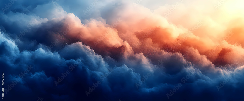 Poster abstract cloudscape texture with blue tones and light effects in a dynamic background