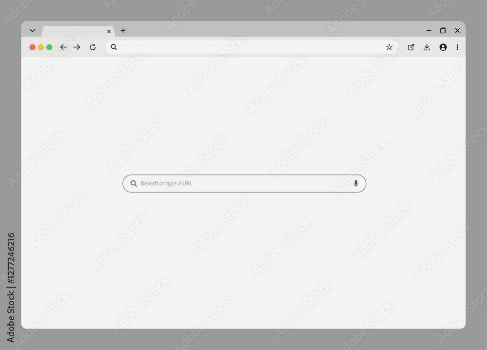Aufkleber realistic browser windows set with toolbar, search bar, and shadow on a transparent background. perf