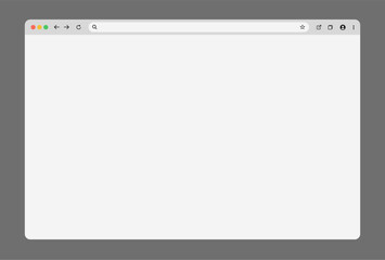 Realistic browser windows set with toolbar, search bar, and shadow on a transparent background. Perfect for web design mockups and UI presentations.