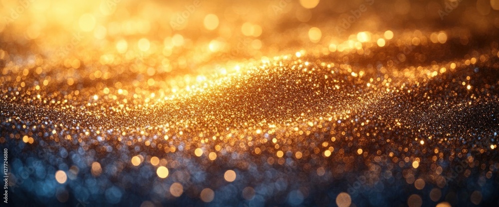 Poster golden glitter texture background with sparkling bokeh and blurred lights abstract