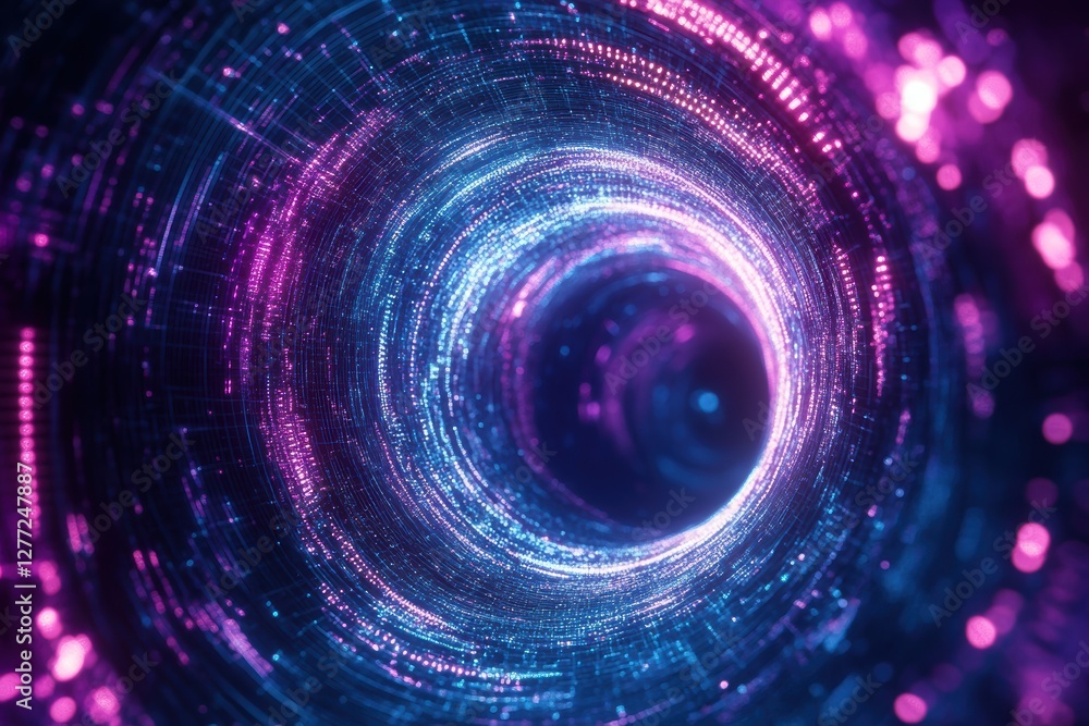 Aufkleber dynamic digital graphic design featuring glowing circular patterns in vibrant colors