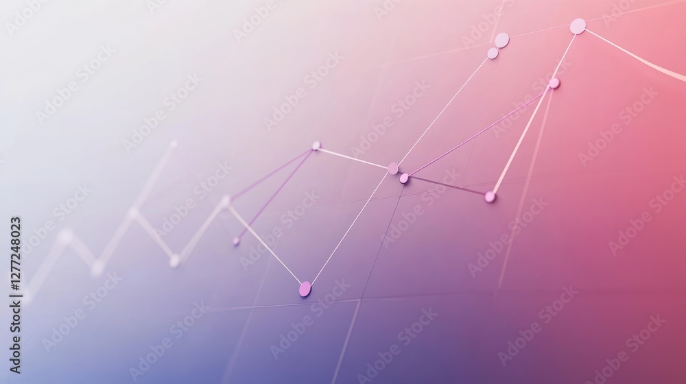 Poster abstract graphic with connected data points showing growth trend on soft color background.