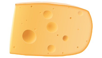 A piece of swiss cheese isolated graphic illustration.