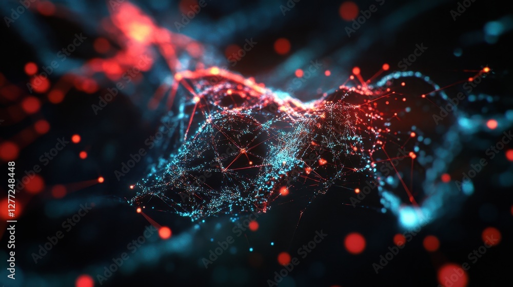 Poster ai-powered global network infrastructure with interconnected digital cities.